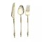 24 CLEAR GOLD Plastic CUTLERY Roman Column Handle Spoon Fork Knife Set